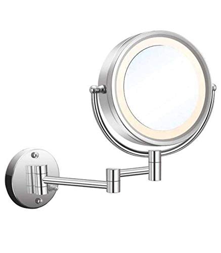 Specchio bagno ingranditore tondo 3x e 1x doppio lato regolabile retroilluminato con luce led con supporto di fissaggio muro