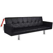 GOTOTOP Divano letto in similpelle con braccioli, struttura in legno, 3 posizioni regolabili, 184 x 77,5 x 66,5 cm, nero