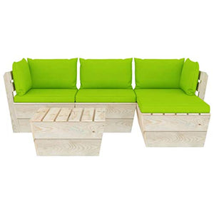 FAMIROSA Set Divani da Giardino su Pallet 5 pz con Cuscini Legno Abete-3479