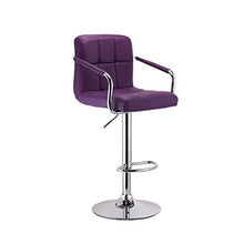 WANGJUNAI Sedia Bar, Sgabello in Pelle PU, Braccioli E Schienale Girevole Sgabello da Bar Sgabello da Cucina Regolabile Altezza Seduta (Color : Purple)