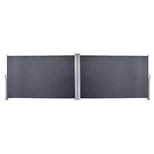 BOMT Doppia Riavvolgibile 180 x 600 cm Grigio Tenda Paravento Laterale, Antivento, Protezione Privacy, Protezione Solare, per Balcone,Terrazzo,Giardino,Tendalino per Patio