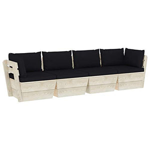 Tidyard Divano Pallet Modulare da Giardino Esterno a 4 Posti Legno Massello di Abete,Divano 4 Posti da Giardino per Esterno in Legno,Divano Esterno,Divano in Legno,Divano Modulare da Giardino Legno