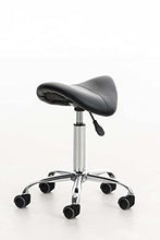 CLP Sgabello Lavoro Reno In Similpelle I Sgabello Pc A Sella Imbottito Regolabile 53-68 CM E Girevole Base In Metallo, Colore:nero