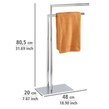 WENKO Portasciugamani Recco, porta asciugamani con 2 braccia paralleli, piastra di base stabile, metallo cromato