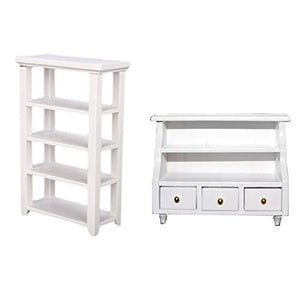 ZHANGJIAN 1 pz Mobile Mobile Mobile Bagno Gabinetto WC e 1 PZ Scaffale 1:12 Dollhouse Miniatura Mobili Studio in Legno Bianco Portasciugamano (Color : White)