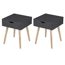 eSituro Set 2 Comodini da Camera da Letto Grigi Tavolino da Divano con Cassetti Gambe in Legno 40x40x50 cm SCD0153-2