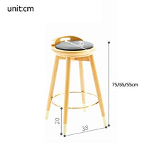 Sgabello Alto in Pelle Sgabello da Bar con Schienale Girevole da Casa Seggiolone per La Casa Sedia da Bar in Legno Massello (Color : A, Size : 32 * 32 * 75cm)