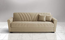 Divano 3 posti in tessuto lavabile beige - 220 x 88 x 83h cm, vano contenitore, trasformabile in letto una piazza e mezza