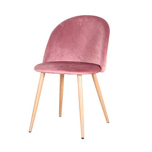 BenyLed Set di 6 Sedie Imbottite per Sala da Pranzo, con Schienale in Morbido Velluto e Gambe Regolabili in Metallo, Colore: Rosa