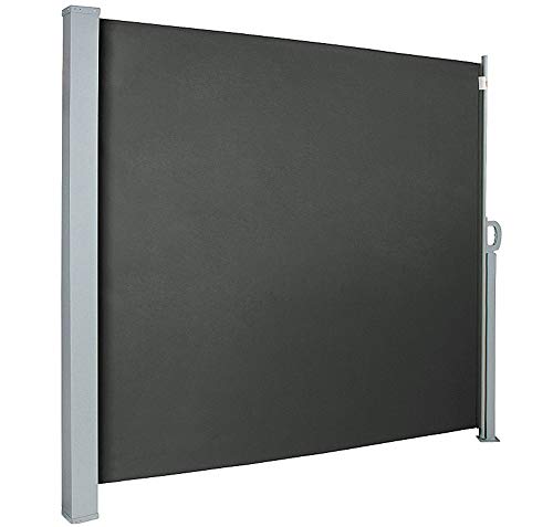 uyoyous Tenda paravento laterale 160 x 300 cm TÜV, testato contro i raggi UV, antistrappo, frangivista laterale, per balcone, terrazza, tenda estensibile grigio scuro