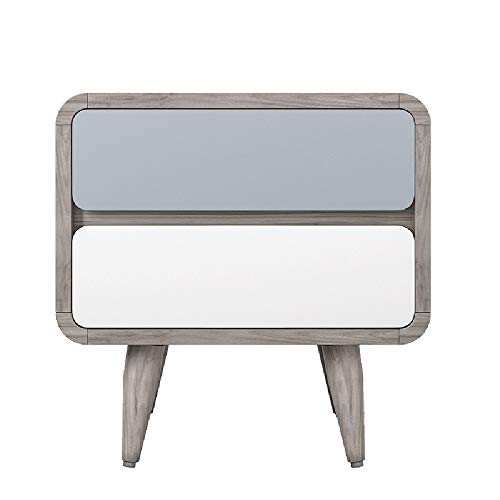 Comodino HAIZHEN retrò a 2 cassetti con Gambe in Legno massello, tavolino Contenitore for Camera da Letto, 46,4 * 35 * 46.4 cm