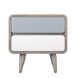 Comodino HAIZHEN retrò a 2 cassetti con Gambe in Legno massello, tavolino Contenitore for Camera da Letto, 46,4 * 35 * 46.4 cm
