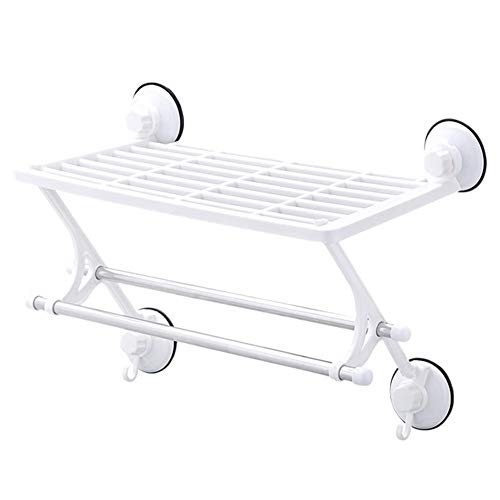 NHLBD Mensola da Bagno, mensola portaoggetti - Montato Mensola ruggine a Prova di stoccaggio Rack con partizione portasciugamani da Bagno (Colore: Bianco) (Color : White)