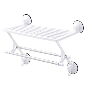 NHLBD Mensola da Bagno, mensola portaoggetti - Montato Mensola ruggine a Prova di stoccaggio Rack con partizione portasciugamani da Bagno (Colore: Bianco) (Color : White)