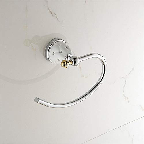 KX-YF Portasciugamani Portasciugamano Rotondo Cromato Lucido Bagno, Anello Porta Asciugamani apribile con Strass, titolari portasciugamani Classici Europei in Acciaio Inox per Il Bagno