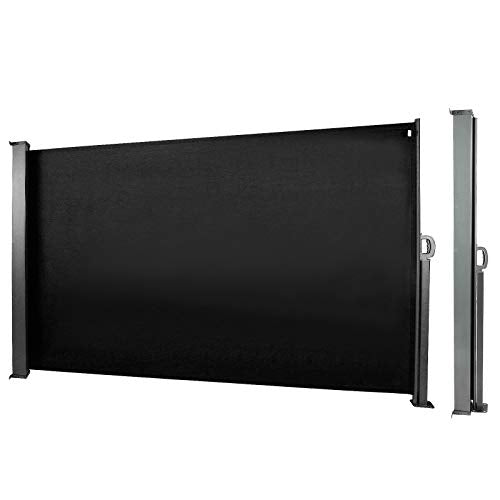 CCLIFE Tende da Sole Laterale Retrattile paravento Laterale frangivento, Tenda Laterale avvolgibile con la Protezione antiappannamenta, Anti-UV, Colore:Nero, Dimensione:180x300cm