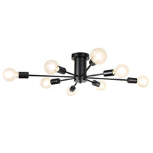 LynPon Plafoniera Vintage con 8 Bracci, Metallo Nero Lampadario Moderna, lampada da soffitto moderna per salotto o sala da pranzo