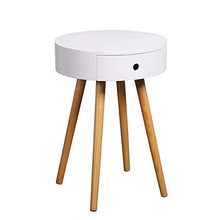 AYHa Round Side, Cassetto, Design scandinavo, Caffè o comodino, Hx Oslash ;: 56.6 * 39.5Cm, Legno, Bianco