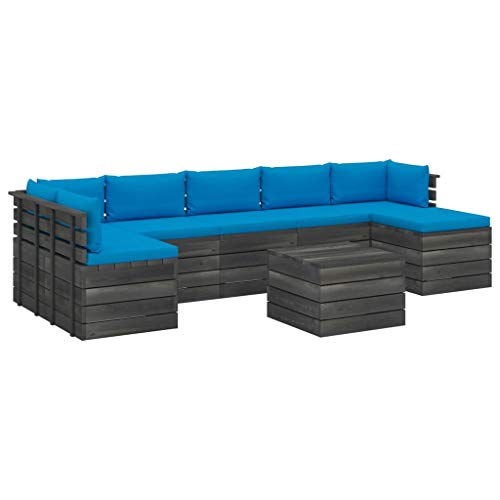 vidaXL Set Divani da Giardino su Pallet 8 pz con Cuscini Massello Pino