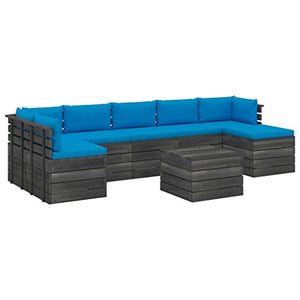 vidaXL Set Divani da Giardino su Pallet 8 pz con Cuscini Massello Pino