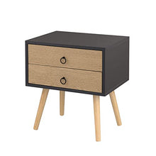 EUGAD Comodino da Letto con Due Cassetti Tavolino Grigio Moderno Comodino Piccolo da Camera Gambe in Legno Massello 0062ZZ