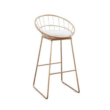 Sgabello Alto da Bar Imbottito in Oro, (Seduta 75 cm, 30 Pollici), Cuscino in Misto Cotone e Lino con Struttura in Ferro per ristoranti, Bar, caffè, Reception