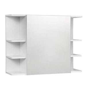 EUGAD Armadietto a Specchio da Bagno Mobiletto Pensile a Parete con 8 Mensole 80x20x60cm Bianco 0134WY