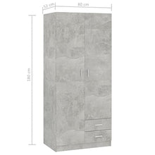 vidaXL Armadio Compatto Elegante Robusto con Cassetti e Asta Arredo Guardaroba Appendiabiti Organizer Casa Grigio Cemento 80x52x180 cm in Truciolato