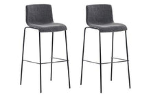 CLP 2 Sgabelli Alti Hoover In Stoffa I Set 2 Sgabelli Bar Design Alt 76 CM I Sedie Sgabello Ergonomiche Con Schienale, Colore:grigio chiaro, Colore del telaio:nero