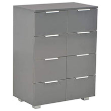 Montloxs Credenza con 8 cassetti, Cassettiera per Armadio, 60x35x76 cm, Grigio Lucido