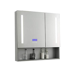 JIAGU Mobiletto del Bagno LED Illuminato in Alluminio Medicina Mobile con Specchio Incasso o for Montaggio Superficiale Installazione Ripiani Regolabili (Color : Silver, Size : 80x81.5x14cm)