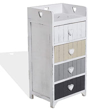 Rebecca Mobili Comodino in Legno 4 cassetti, Mobile cassettiera, Bianco Beige Grigio, Shabby Chic Vintage, Camera Ingresso - Misure: 72 x 35 x 27,5 cm (HxLxP) - Art. RE4380
