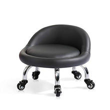MOXIN Sedia Bassa con Schienale Ruote, Mini Lavoro Compito Seduta Girevole Rolling Sgabello,Nero