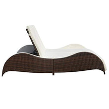 vidaXL Lettino in Polirattan Sdraio Doppio con Parasole Marrone Giardino Patio