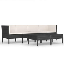 Festnight 6 pz Set Divano da Giardino, Salotto da Giardino con Cuscini, Divani Modulari da Esterno, Divano da Giardino, Set di Mobili da Giardino, in Polyrattan Nero