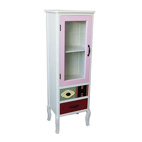 Armadietto Laterale in Vetro con Porta Singola in Legno massello, Vetrina, Armadio Soggiorno, Armadio portaoggetti a cassetti-30 * 40 * 120 CM (Colore: C)