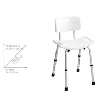WENKO Sgabello con schienale per doccia Secura - Sgabello per vasca, portata 130 kg, Plastica, 49 x 68.5-85.5 x 54 cm, Bianco