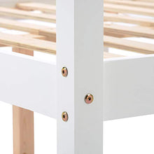 Telaio letto in legno deluxe con testiera, base in legno massiccio, supporto per doghe in legno, per bambini, ragazzi e adulti, bianco (200 x 140 cm)