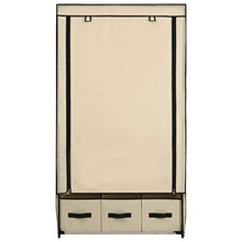 Tidyard Armadio Tessuto Non Tessuto Pieghevol con 3 Cassetti, Guardaroba Salvaspazio Richiudibile, Tubi di Ferro Resistenti All'Umidità, 87X49X159 cm Crema