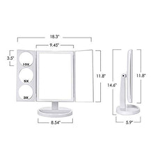 PULLEY LED illuminato specchio trucco | specchio cosmetico regolabile w/brillante 1x, 3x, 5x 10x ingrandimento