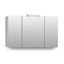Mebasa Telia MYB904511T - Armadietto con Specchio Effetto 3D, 3 Ante, 6 Ripiani in Vetro, Chiusura Softclose, Luce di cortesia, preassemblato