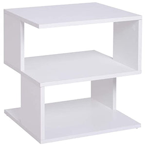 HOMCOM Tavolino da Caffè 2 Ripiani Aperti Design Moderno Salotto Soggiorno Legno 40x40x43cm Bianco