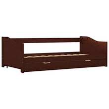 BIGTO - Divano letto estraibile, struttura in legno di pino massello, per la casa, 90 x 200 cm, marrone scuro