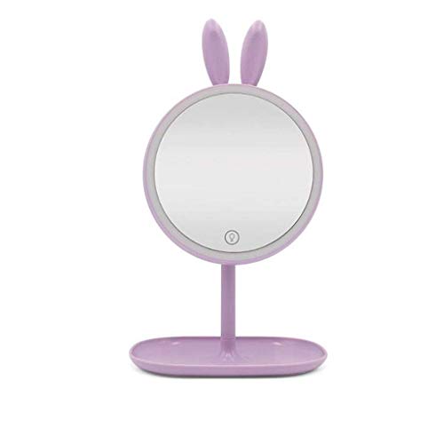 AJH Casa Specchio da toeletta Specchio da Trucco Specchio per Trucco Luce a LED 2 in 1 Lampada da Tavolo Rotonda Mini Specchio Portatile di Bellezza Specchi per Touch scr