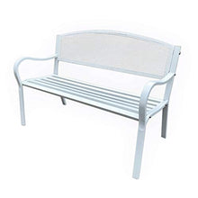 Creative LDF Panca da Giardino Bianca con Braccioli, Panca da Giardino Moderna in Metallo, Sedile Doppio da Esterno con Schienale Decorativo in Ghisa, 120x60x80cm