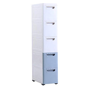 SuDeLLong Cassettiere in plastica per Abbigliamento Alto Bagno Gabinetto Bagno Armadio Magazzino Rack Cassettiera da Pavimento (Color : Blue, Size : 20X40X99cm)