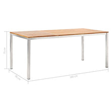Tidyard Tavolo da Pranzo Rettnagoalre in Legno Acacia Acciaio Inox,180x90x75cm,Tavolo da Cucina,Tavolo da Pranzo per Giardino