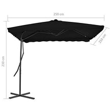 Festnight Ombrellone da Balcone con Base, Ombrellone da Giardino, Ombrellone da Balcone, Ombrellone con Palo in Acciaio, Nero 250x250x230 cm