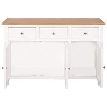 Ausla Credenza con 3 cassetti e 2 armadietti,Armadio Laterale,Stile Rustico,in Legno Massello,per salotto,sala da pranzo,corridoio,110 x 33,5 x 70 cm -Bianco e marrone