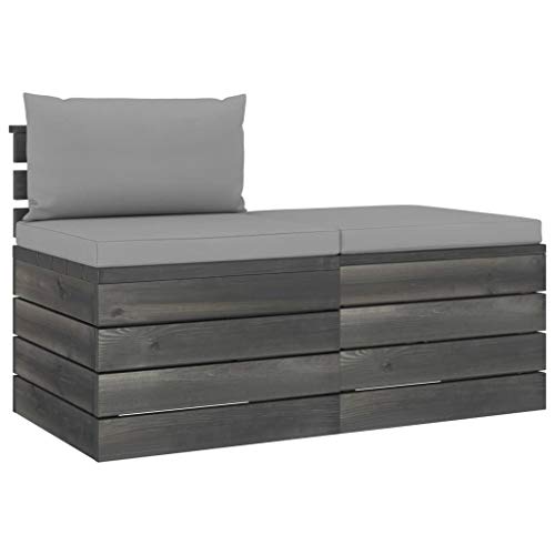 FAMIROSA Set Divani da Giardino su Pallet 2 pz con Cuscini Massello Pino-1672